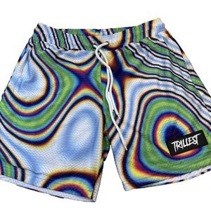 F15- Mens Size Med Trillest Acid Trippy Colorful Shorts Pockets Drawstring